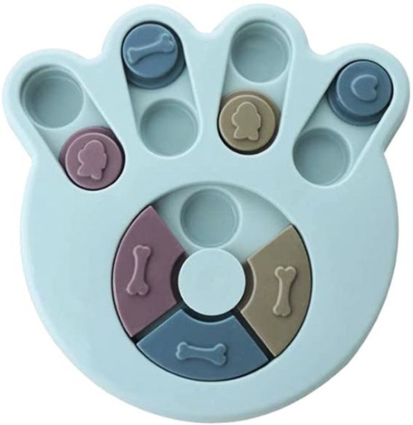 other Dog Paw Puzzle Slow Feeder Food Dispenser Toy - Blue Plastic Pet Bowl