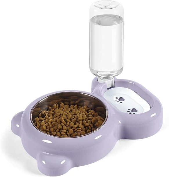 marevic Dog Bowls, Cat Food and Water Bowl Set with Water Dispenser and Stainless Steel Bowl for Cats and Small Dogs Plastic Pet Bowl & Bottle