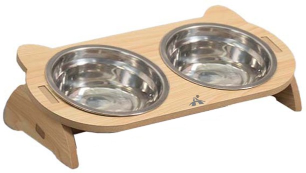 ALANES Pet Bowl Set Pet Feeder Cat Food Water Bowl with Stand Stainless Steel Pet Bowl & Bottle