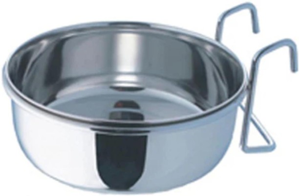 PESTAR Coop Cup with Hook Wire Holder X2 Stainless Steel Pet Bowl