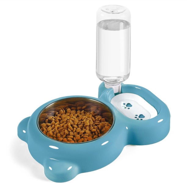 marevic Dog Bowls, Cat Food and Water Bowl Set with Water Dispenser and Stainless Steel Bowl for Cats and Small Dogs Plastic Pet Bowl & Bottle