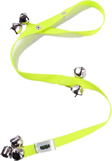 MLEM Lime Green - Adjustable Dog Door Bells - Potty Training Aid, 7 Bells, Durable Rope - Neon Green Dog Leash
