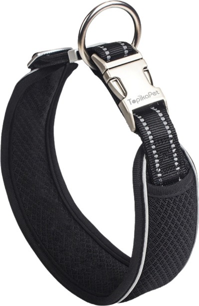 Topika Adjustable Dog Collar with Titanium Clip & Reflective Strips Dog Everyday Collar