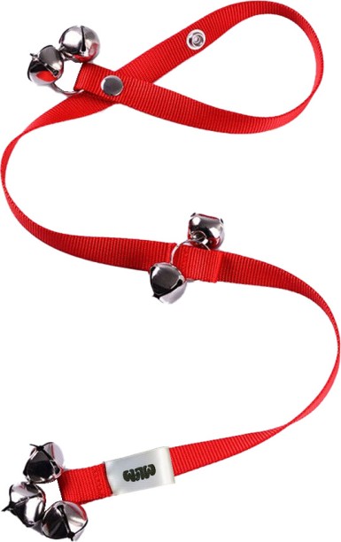 MLEM Adjustable Dog Door Bells - Potty Training Aid, 7 Bells, Durable Rope - Bright Red Dog Leash