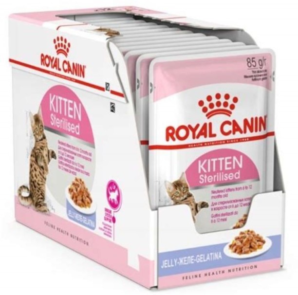Royal Canin Sterilized Kitten Food in Jelly Pouches 12 x 0.085 kg Wet Young Kitten Food