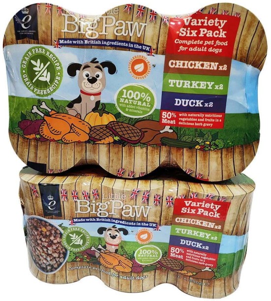 Little Big Paw Wet Dog Food Variety Pack - Chicken, Turkey & Duck – 50% Real Meat, Grain-Free, Natural Ingredients Chicken 12 x 0.39 kg Wet Adult Dog Food