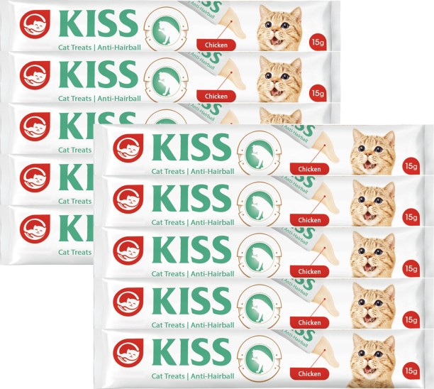 KISS Premium Hairball Control Cat Treat - Chicken 10 x 15 g Wet Adult Cat Food