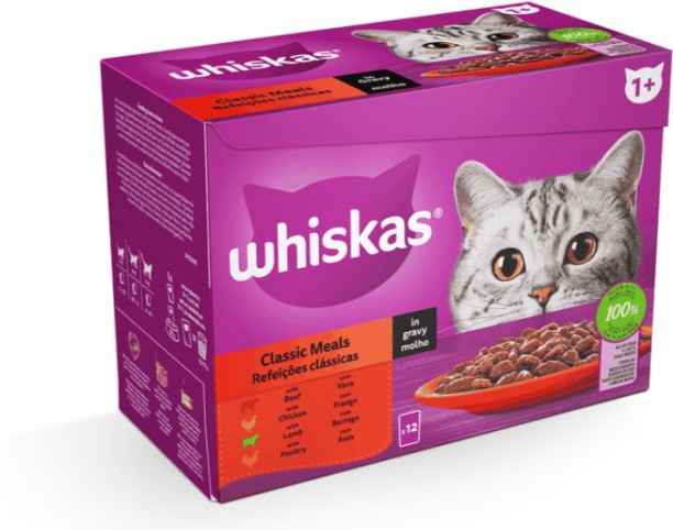 Wiskas Classic Meals Beef, Chicken, Salmon 85 g Wet Adult Cat Food