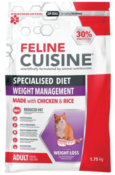 Feline Cuisine Dry Cat Weight Management Chicken, Rice 1.75 kg Dry Adult Cat Food