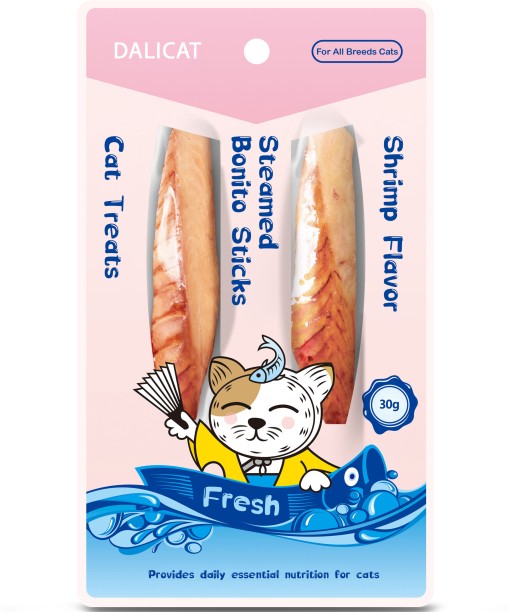 DALICAT Steamed Bonito Twin Sticks - Shrimp Fish 6 x 30 g Wet Adult Cat Food