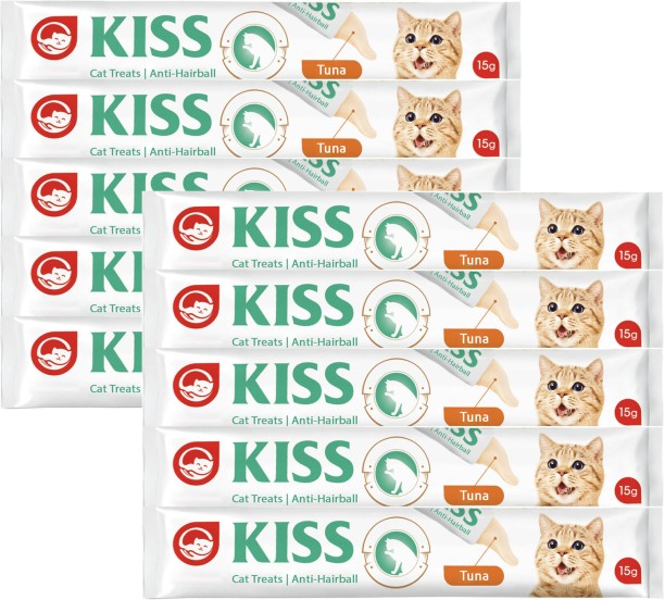 Kiss Premium Hairball Control Cat Treat - Tuna Fish 10 x 15 g Wet Adult Cat Food