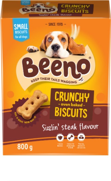Beeno Small Crunchy Dog Biscuits Steak 800 g Dry Adult, Senior, Young Dog Food
