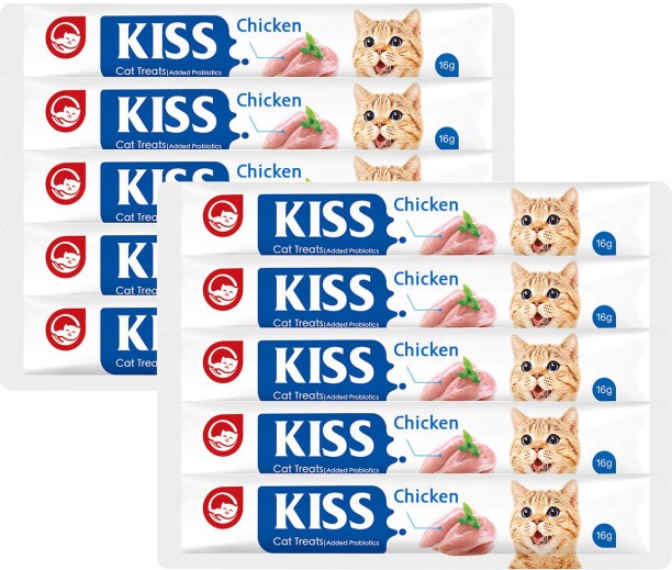 Kiss Premium Probiotics Added Nutrition Cat Treat - Chicken 20 x 16 g Wet Adult Cat Food