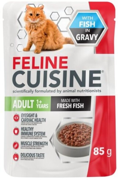 Feline Cuisine Fish in Gravy Adult Wet Cat Food Fish 6 x 85 kg Wet Adult Cat Food