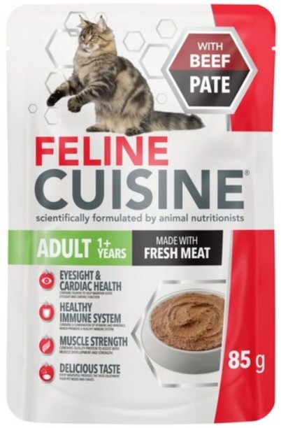 Feline Cuisine Beef Pate Adult Wet Cat Food Beef 6 x 0.085 kg Wet Adult Cat Food