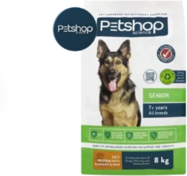 Petshop Science Dry Dog Food Chicken, Rice 8 kg Dry Senior Dog Food