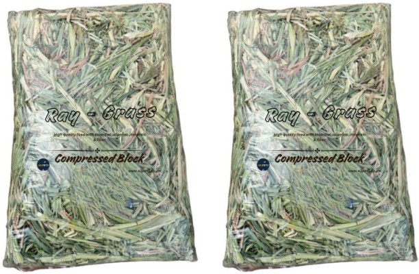 x3pets Rye Grass Bedding for Rabbits Compressed Block Pack of 2 1 kg Dry Adult Rabbit Food