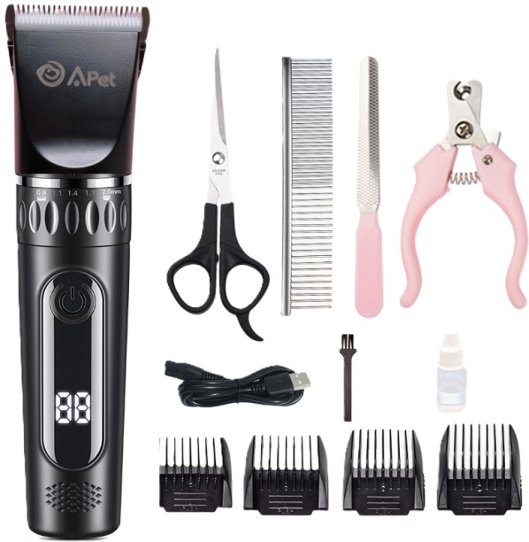A-PET Pet Hair Grooming Clipper Trimmer Kit Cordless LED Power Display Pet Hair Trimmer