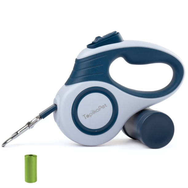 Topika Retractable Dog Leash, 3m, with Garbage Bag & Anti-Slip Grip 3 m Dog & Cat Chain Leash