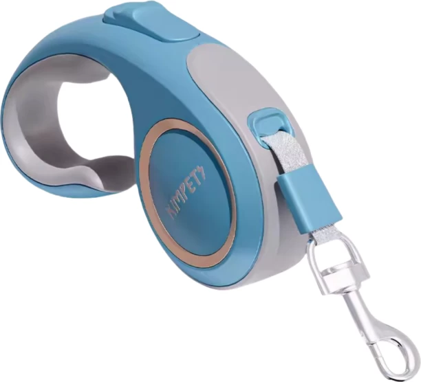 kimpet 5M Durable Nylon Retractable Dog Leash Pet Walking Leash 360 Tangle-Free One-Handed Brake Pause Lock 5 m Dog Rope Leash
