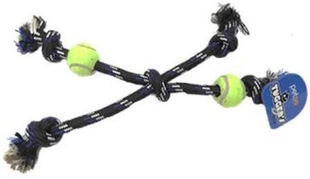 Tuggers Rope Bone with Knot & 2 Tennis Balls - X Large Rubber, Nylon Tug Toy For Dog