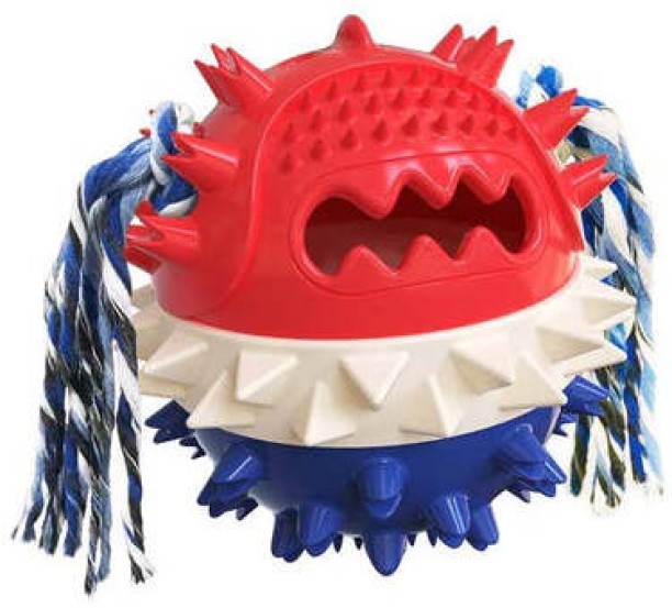 Iconix Bouncy Food Dispensing Ball- Blue and Red Rubber Rubber Toy For Dog