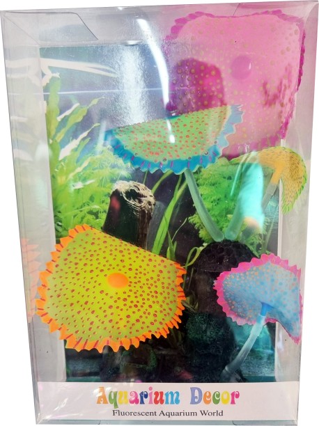 Aquarium Decor Orange Clown Fish Fluorescent Aquarium World Plastic Perch For Fish