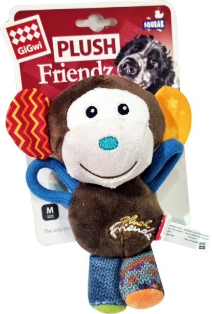 GiGwi Medium Monkey Squeaky Polyester Plush Toy For Dog