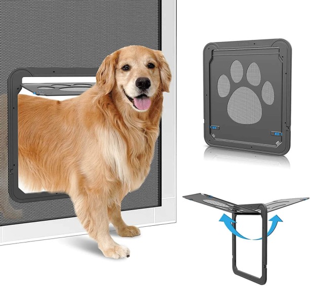 Perfect Dealz 11.4 inches Lockable Magnetic Flap Pet Cat and Dog Screen Door Polyester Training Aid For Dog