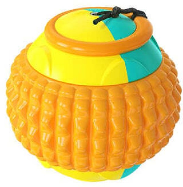 Iconix Multifunctional Dog Ball - Orange Rubber Tug Toy For Dog