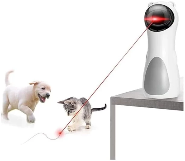 HabiTech Product without Variants Automatic Laser Cat Toy – Interactive Red Dot with 5 Angles, 2 Speeds Plastic Treat Dispensing Toy, Fetch Toy, Ball For Dog & Cat