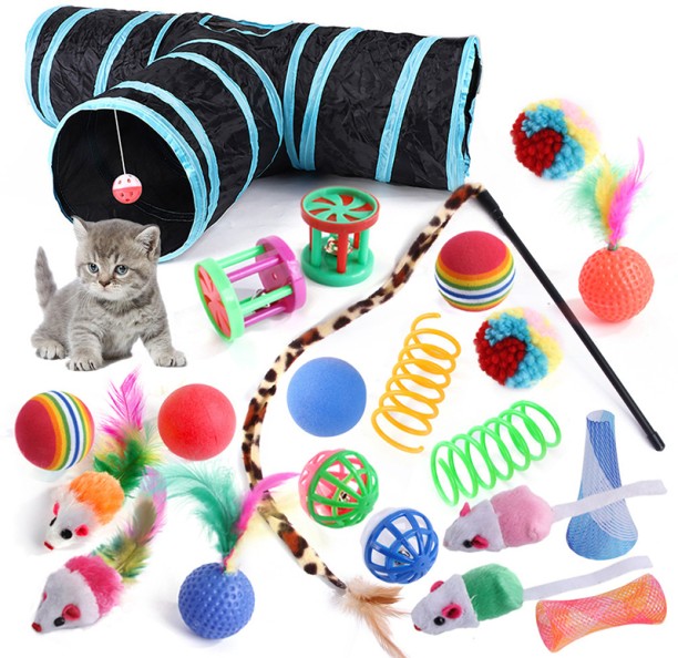 MUST 22Pcs Cat Interactive Toy Set Polyester Ball For Cat