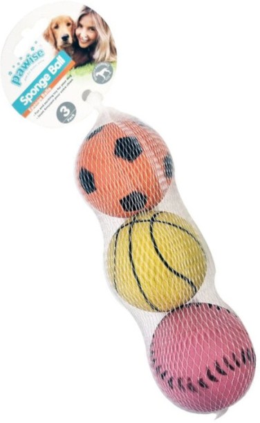 Pawise 3 Sponge Sponge Ball, Soft Toy For Dog