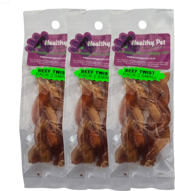 Healthy Pet Accessories Beef Sinew Twist Dog Chews | Small 2-Pack (Bundle of 3) | 100% Natural Long-Lasting Treats for Dogs – Approx. 10cm x 3cm Beef NA Treat