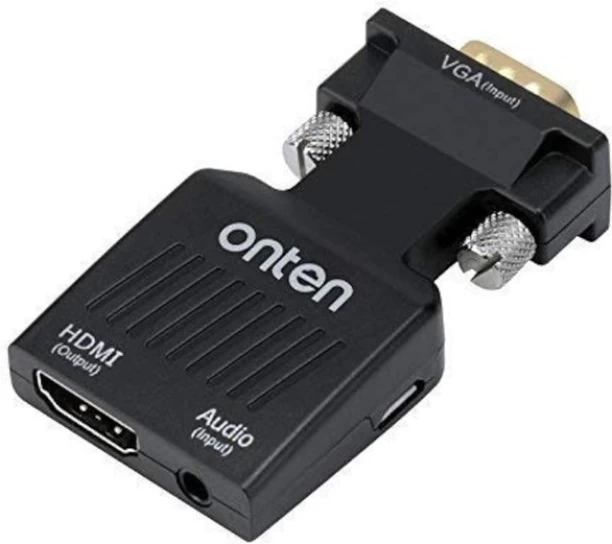 ONTEN Black 7557 HDMI TO VGA With AUX Converter Headphone Adapter