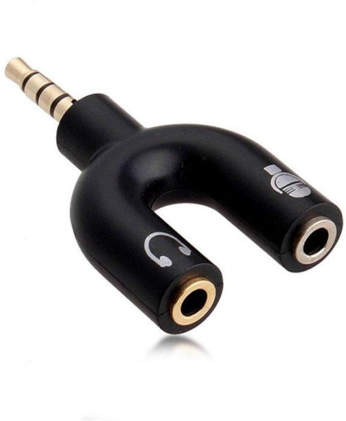Andowl Black Pro Gamer 3.5mm Jack Headphone Mic Audio Y Splitter 1 Male to 2 Female Headphone Splitter