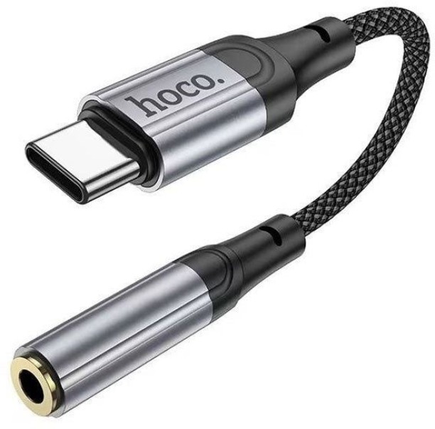 Hoco. Black, Grey Digital Type-C to 3.5mm Audio Converter Headphone Extension