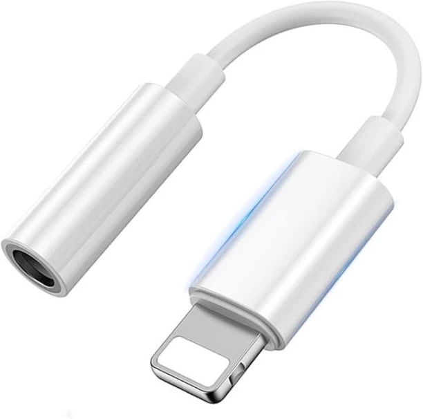 PressPlay Tech White IPhone Adapter – 8Pin to 3.5mm Headphone Adapter