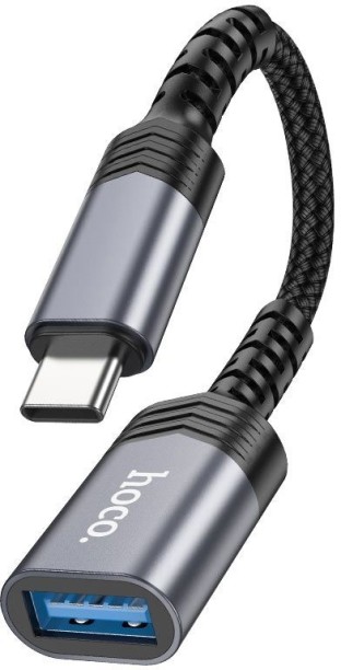 Hoco. Grey 5Gbps USB-C Male To USB-A Female Fast Charging USB 3.0 Converter Headphone Extension