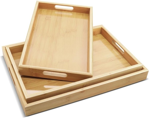 Generic Bamboo Tray For Serving Food-3 Pack Tray