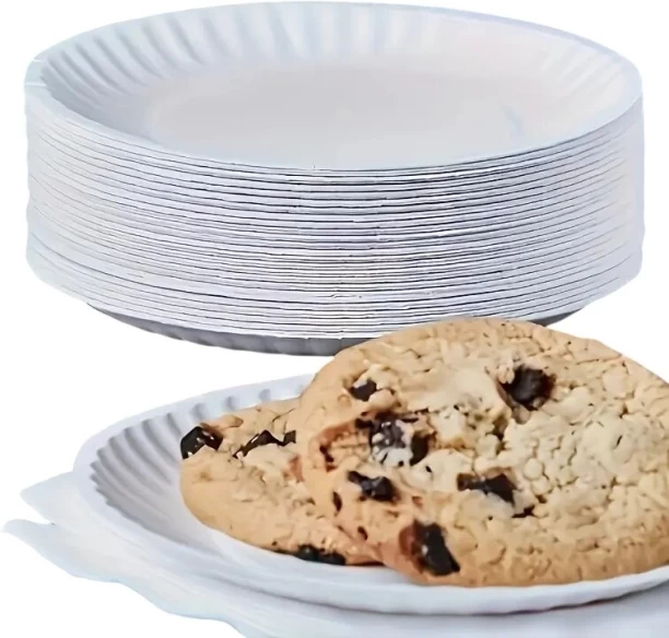 4.Season Disposable Paper Plates – White, 230mm – 100 Pack (5 x 20pcs) Cake Plate