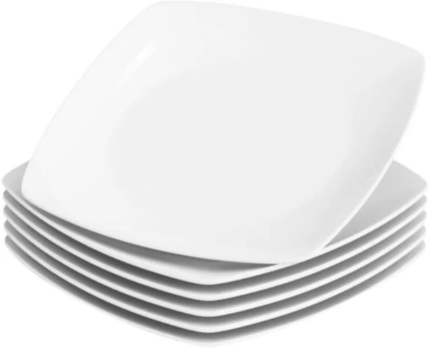 Crockery Centre 6pc Plate 27x27cm Square Porcelain Modern Dinner Plate