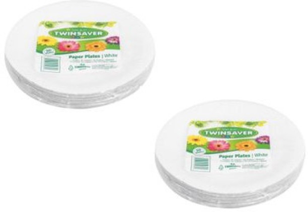 Twinsaver White Paper Plates 50s - Set of 2 Dinner Plate