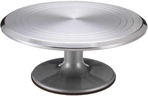 Generic 12" Aluminum Alloy Revolving Cake Stand – Perfect for Decorating Cakes Baking Dish