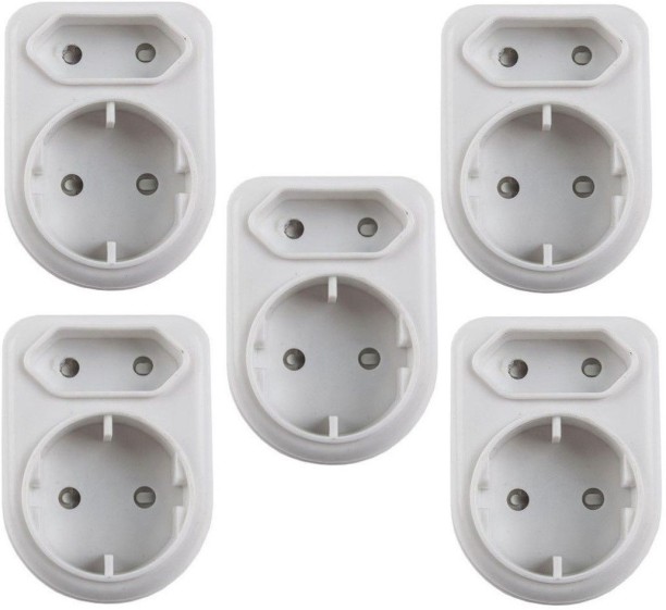 5 Pack Selectrix: Plug Adaptor - White - 1 x Round 2 pin 16A with 1 x 2 pin 5A NA Plug Pin