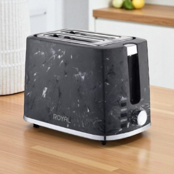 Royal Stylist Marble Look 2 Slice Electric Toaster Black 1500 W Electric Pop Up Toaster