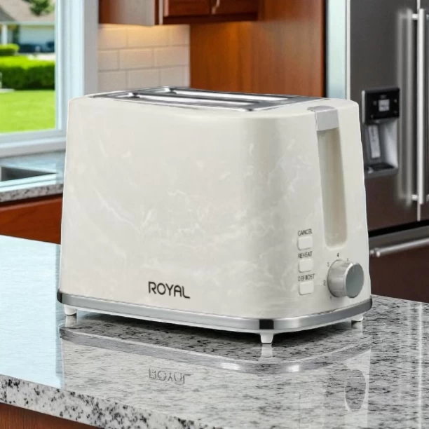 Royal Stylist Marble Look 2 Slice Electric Toaster White 1500 W Electric Pop Up Toaster