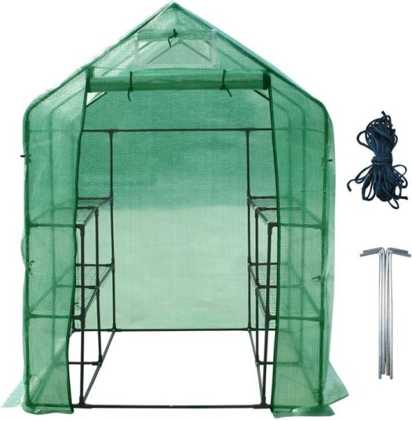 Sosolar Walk-in Greenhouse -2 Tier 8 Shelves Portable Green House
