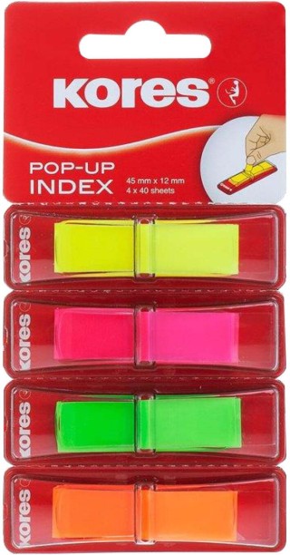 Kores 40 Sheets Full Adhesive Pads, 4 Colours