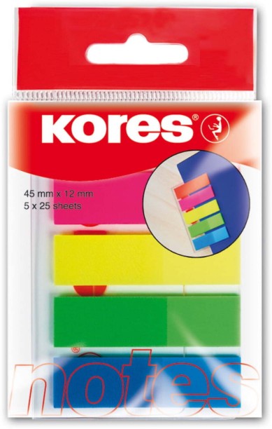 Kores 25 Sheets Full Adhesive Pads, 5 Colours